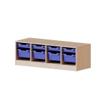 ErgoTray Regal, 4reihig, 1 OH, fahrbar, 4 flache und 4 hohe Boxen, B/H/T 138,7x46x40cm 